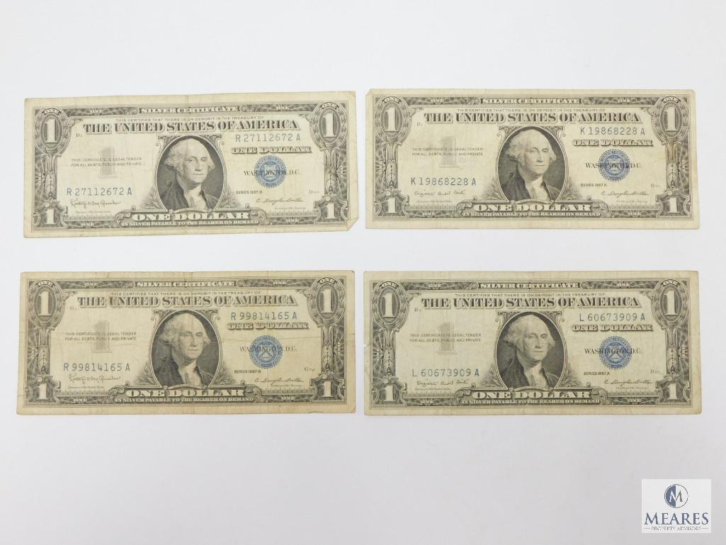 Four $1.00 Silver Certificates, Circulated
