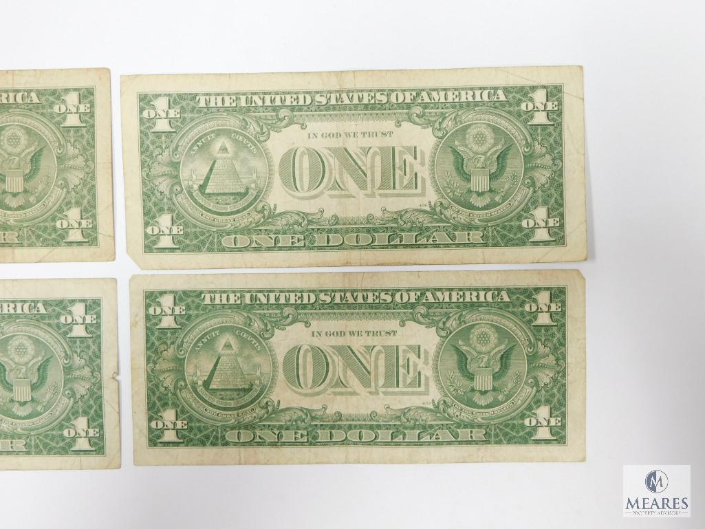 Four $1.00 Silver Certificates, Circulated