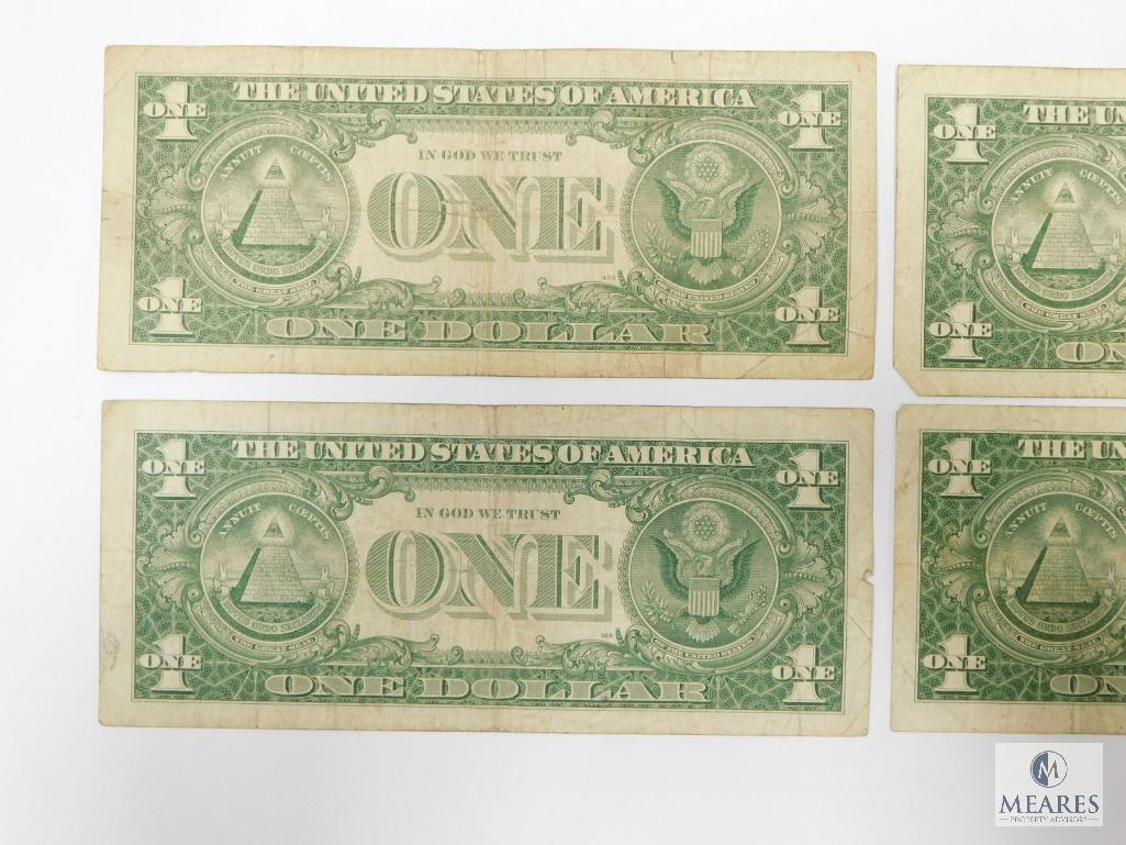 Four $1.00 Silver Certificates, Circulated