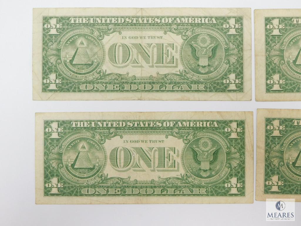 Four $1.00 Silver Certificates, Circulated