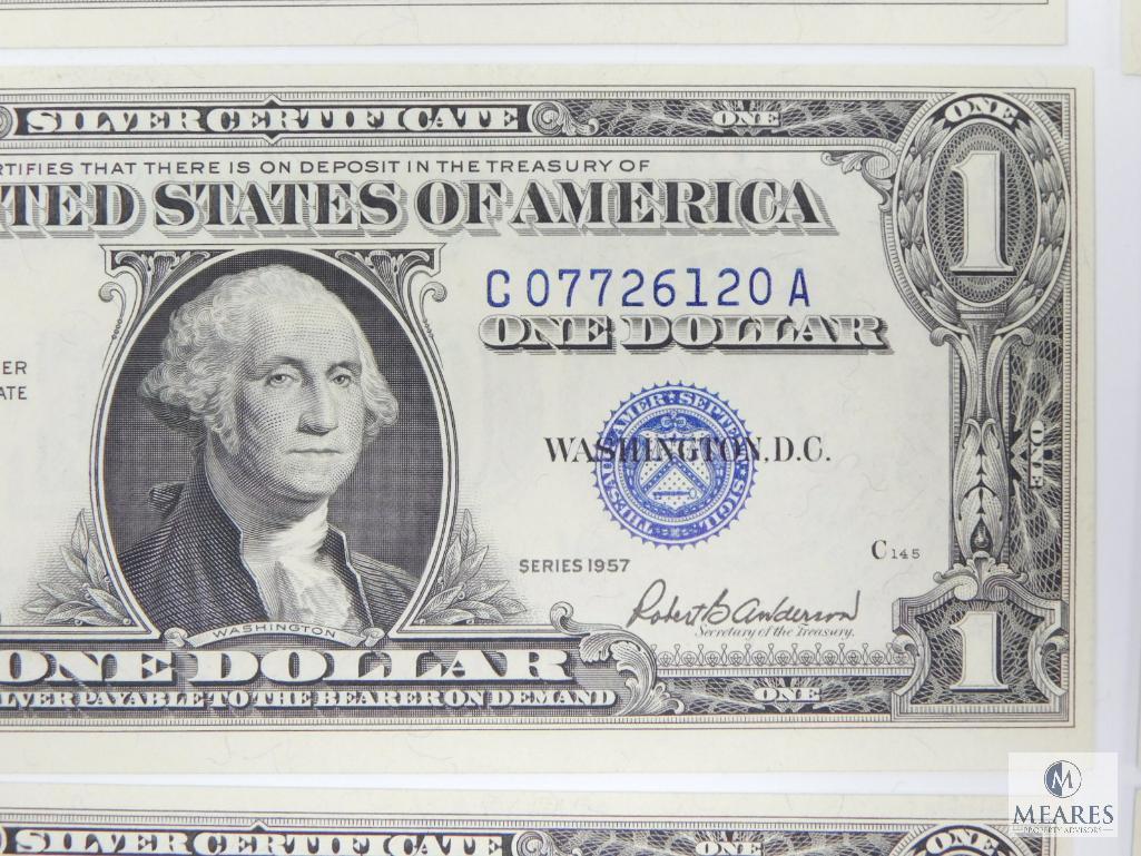 Scarce 11 Sequential 1957 $1.00 Silver Certificates, All Choice Crisp, UNC