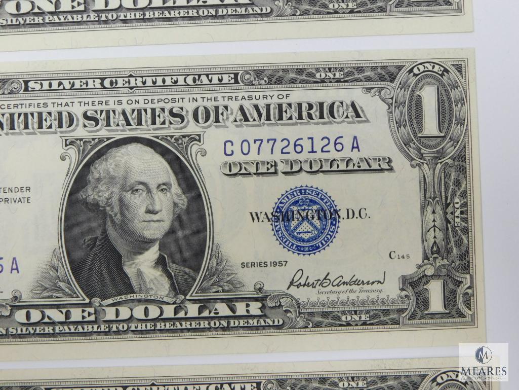 Scarce 11 Sequential 1957 $1.00 Silver Certificates, All Choice Crisp, UNC