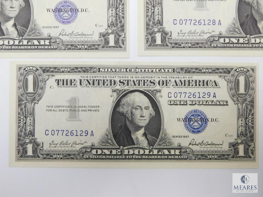 Scarce 11 Sequential 1957 $1.00 Silver Certificates, All Choice Crisp, UNC