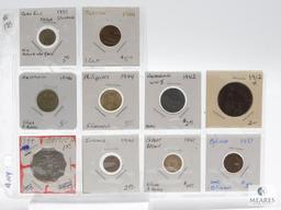 Sheet Of Foreign Coins, Some Silver