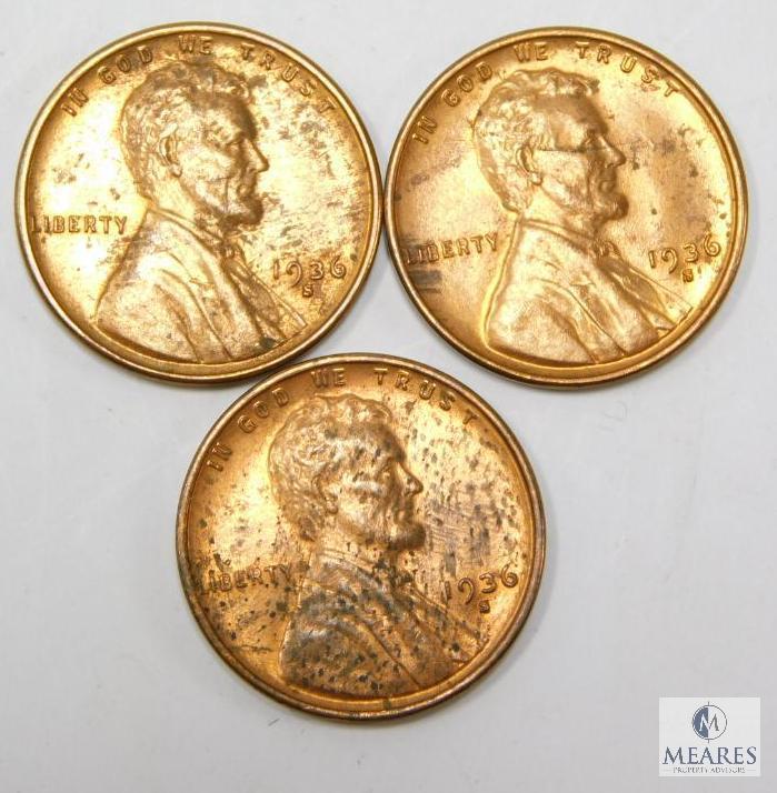 Three 1936-S BU Lincolns From BU Roll