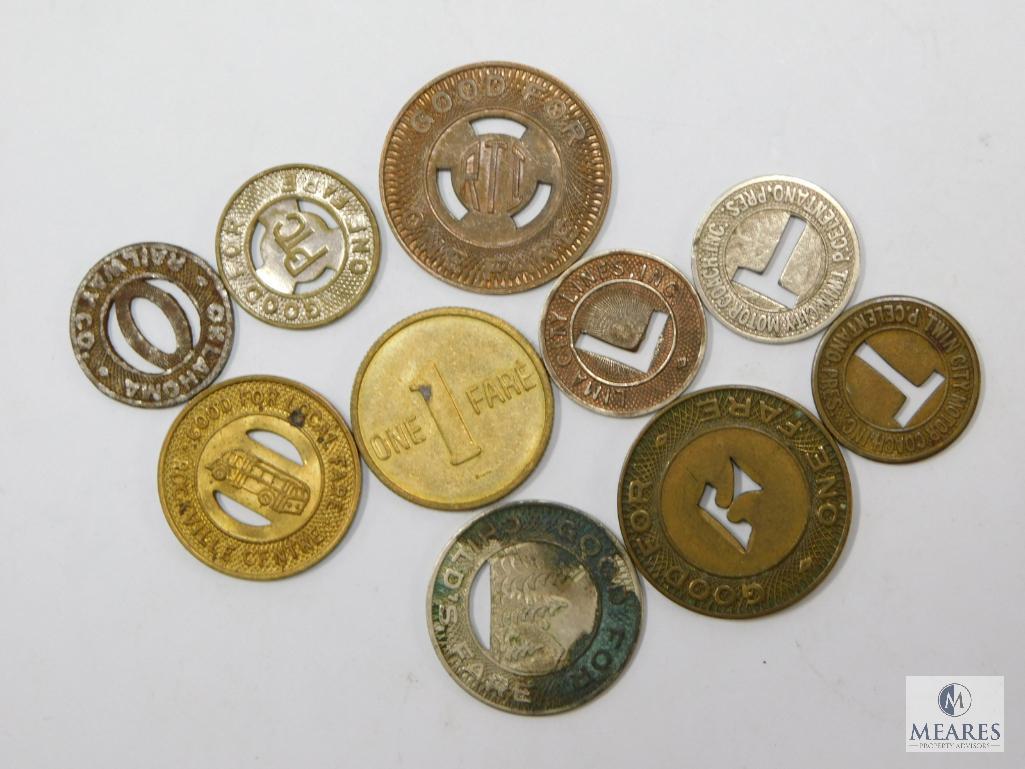 10 Different Vintage Transportation Tokens