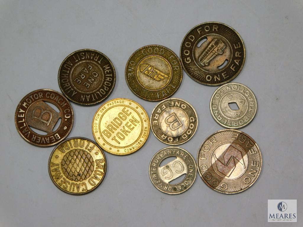 10 Different Vintage Transportation Tokens