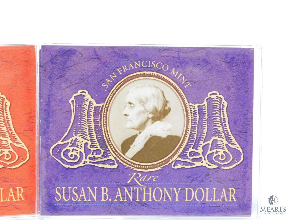 1980 P-D-S BU S.B. Anthony Dollars In Individual Holders With Mint & Coin History