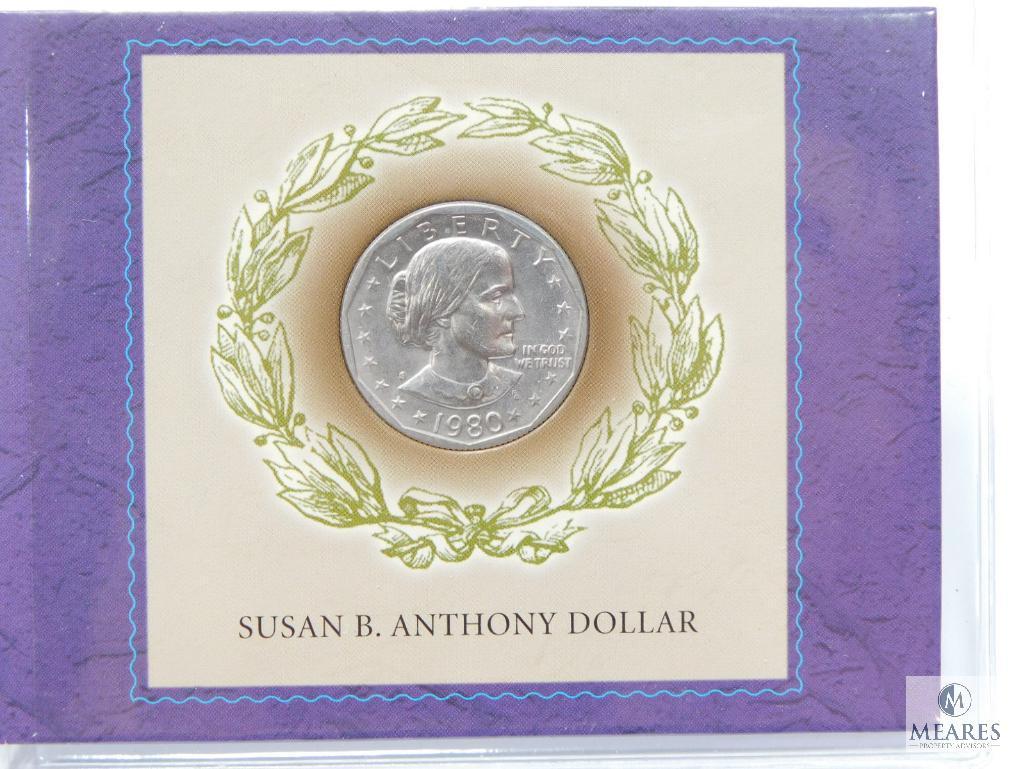 1980 P-D-S BU S.B. Anthony Dollars In Individual Holders With Mint & Coin History