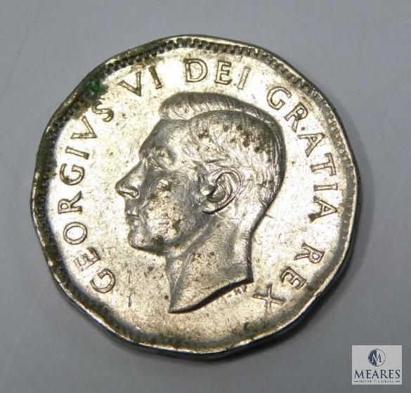 1938 (VG-F), 1945 (XF), 1949 (VF), 1950 (BU) Canada Nickels