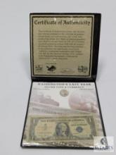 Washington's Last Year Silver Coin & Currency In Display Folder