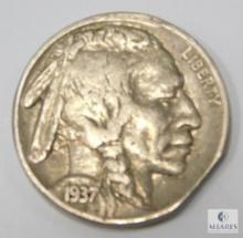 1937 (F-VF) Buffalo Nickel With What Looks Like A Straight Clip At 4:00