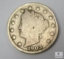 1903 Liberty Nickel, Straight Clip Error, 3:00