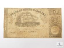 Jan. 1st, 1866/Sept. 1st, 1862 Raleigh, State Of North Carolina 50 Cents Note