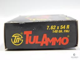 20 Rounds TulAmmo 7.62x54R 148 Grain FMJ Steel Case