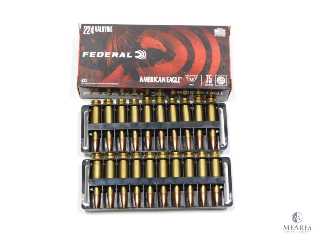 20 Rounds Federal American Eagle .224 Valkyrie 75 Grain TMJ