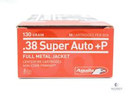 50 Rounds Aguila .38 Super Auto +P 130 Grain FMJ