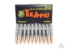 20 Rounds TulAmmo 7.62x54R 148 Grain FMJ Steel Case