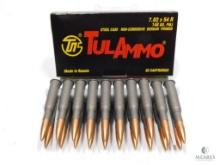 20 Rounds TulAmmo 7.62x54R 148 Grain FMJ Steel Case