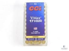 50 Rounds CCI 17 HMR Ammunition - 17-grain VMAX