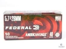 50 Rounds Federal American Eagle 5.7x28 Ammunition - 40-grain FMJ