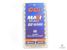 50 Rounds CCI Maxi Mag .22 Magnum Ammunition - 40-grain TMJ