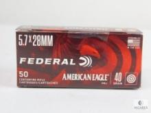 50 Rounds Federal American Eagle 5.7x28 Ammunition - 40-grain FMJ