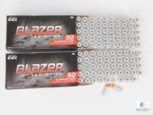 100 Rounds CCI Blazer 9mm Ammunition - 115-grain FMJ