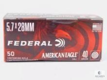 50 Rounds Federal American Eagle 5.7x28 Ammo. 40 Grain FMJ