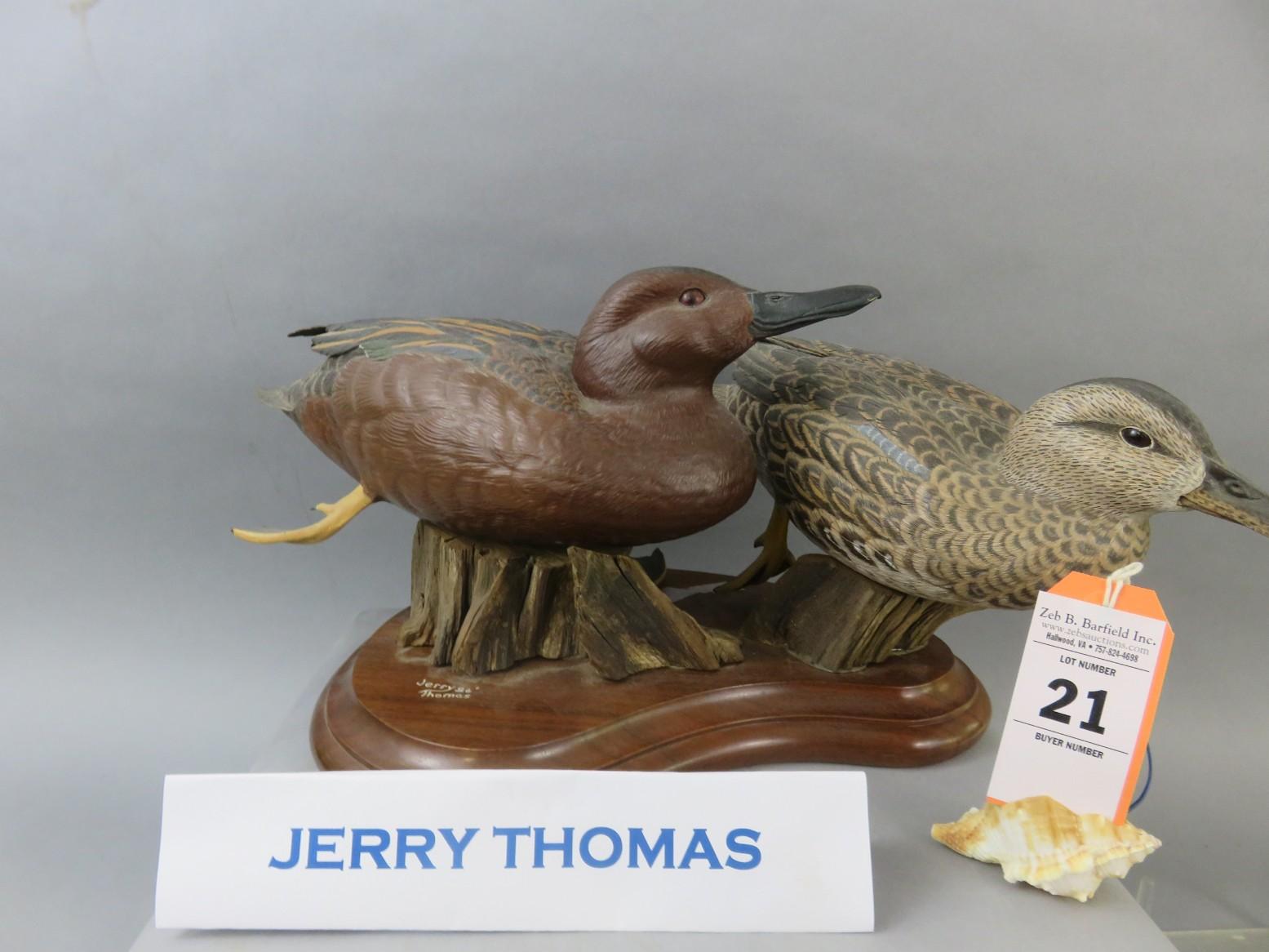 Jerry Thomas Teal Pair on Walnut Base