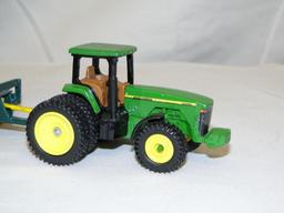 CUSTOMIZED ERTL KENWORTH SEMI TRUCK WITH HAULING TRAILER AND JOHN DEERE 8400 TRACTOR AND CUSTOM FARM