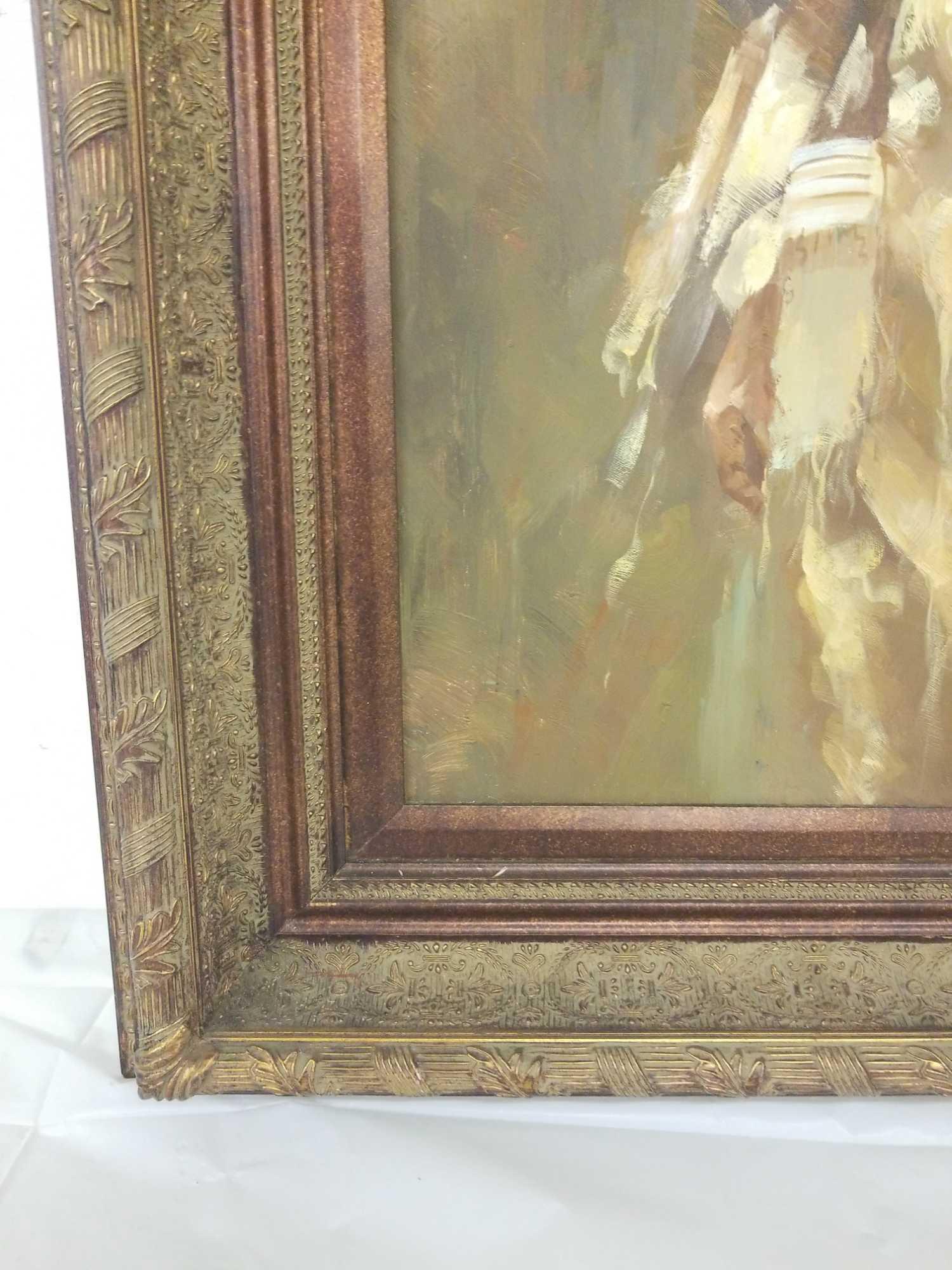 Vintage Indian themed oil painting in excellent condition. Includes Verno certificate of