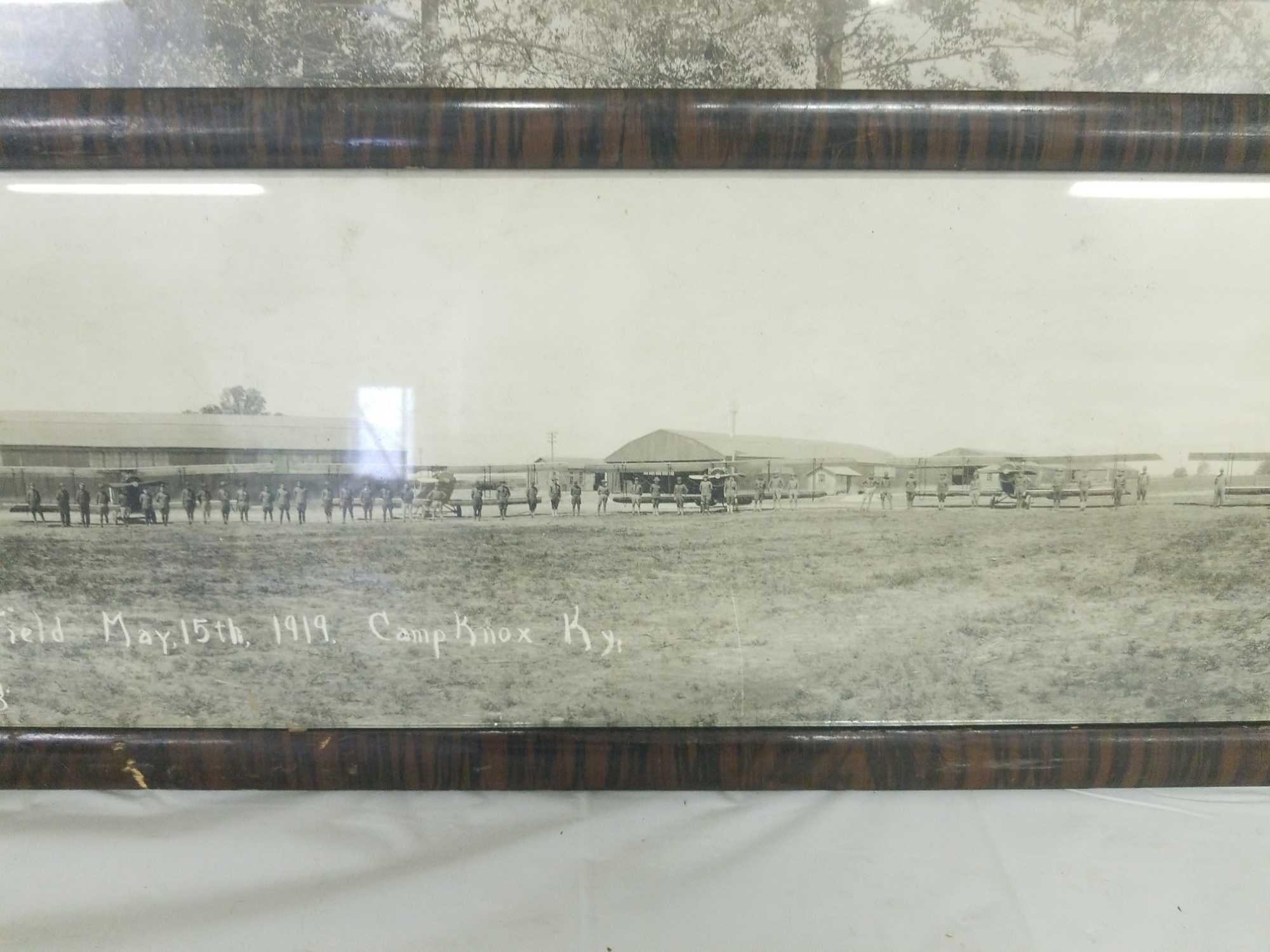 Pair of antique wide framed military photos that both look to be in average condition. One is the