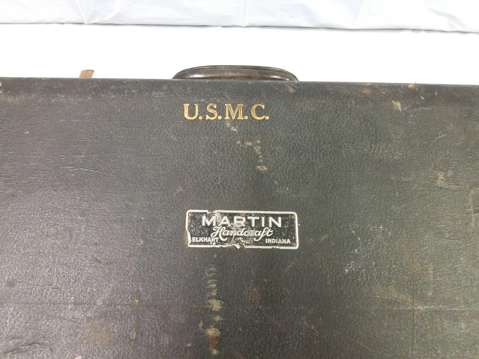 Martin Standard United States Marine Corps trumpet/cornet that appears to be in good condition.