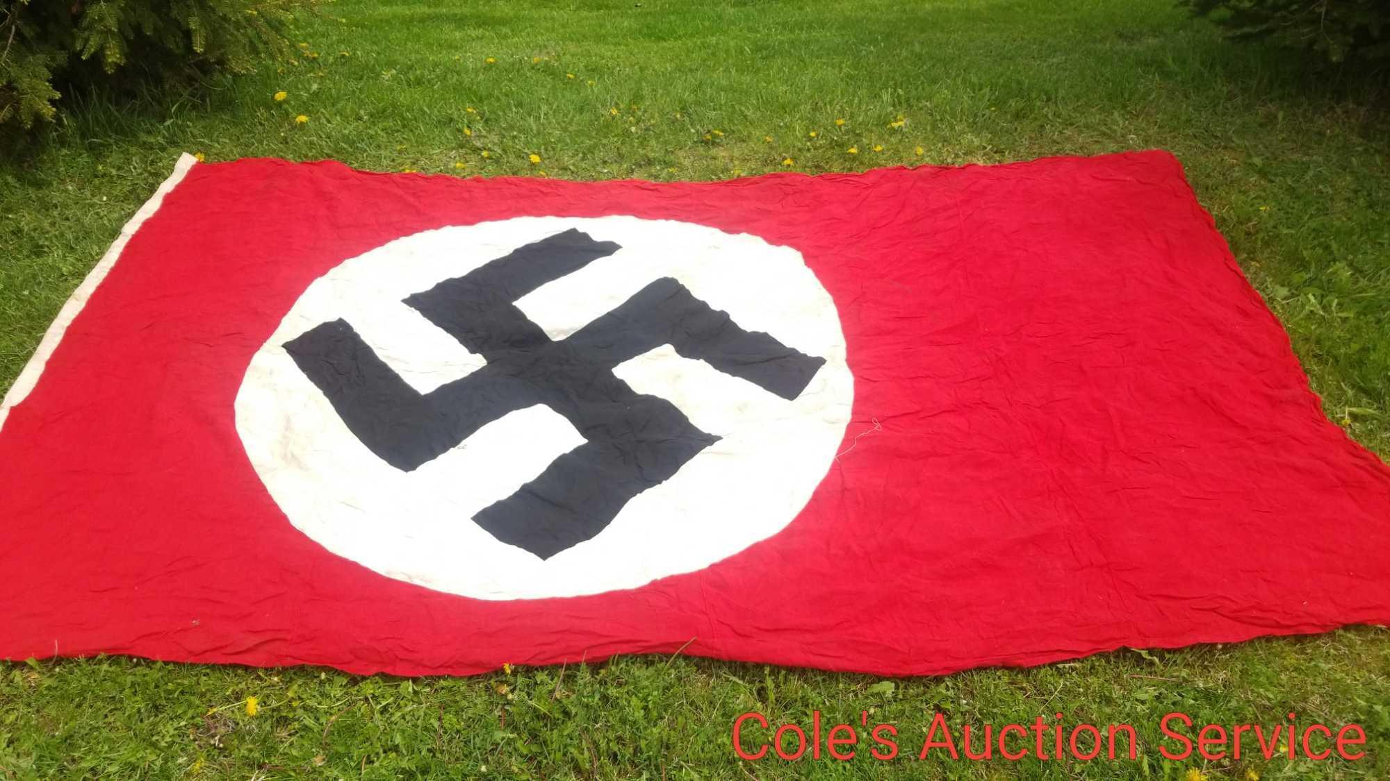 Large German Nazi flag that measures 9ft x 6ft. Note, we do not condone the atrocities committed by