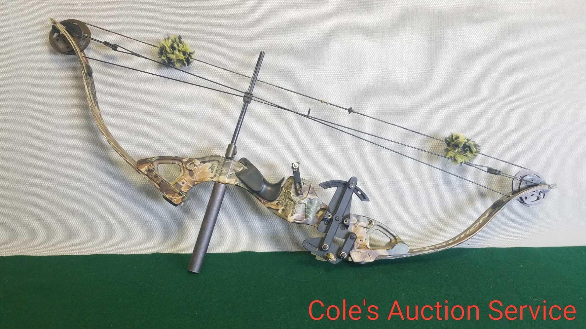 Golden Eagle Evolution compound archery bow in great condition. The draw weight and length sticker