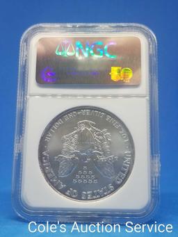 2002 United States Mint American silver eagle dollar. Graded ms69 by NGC.