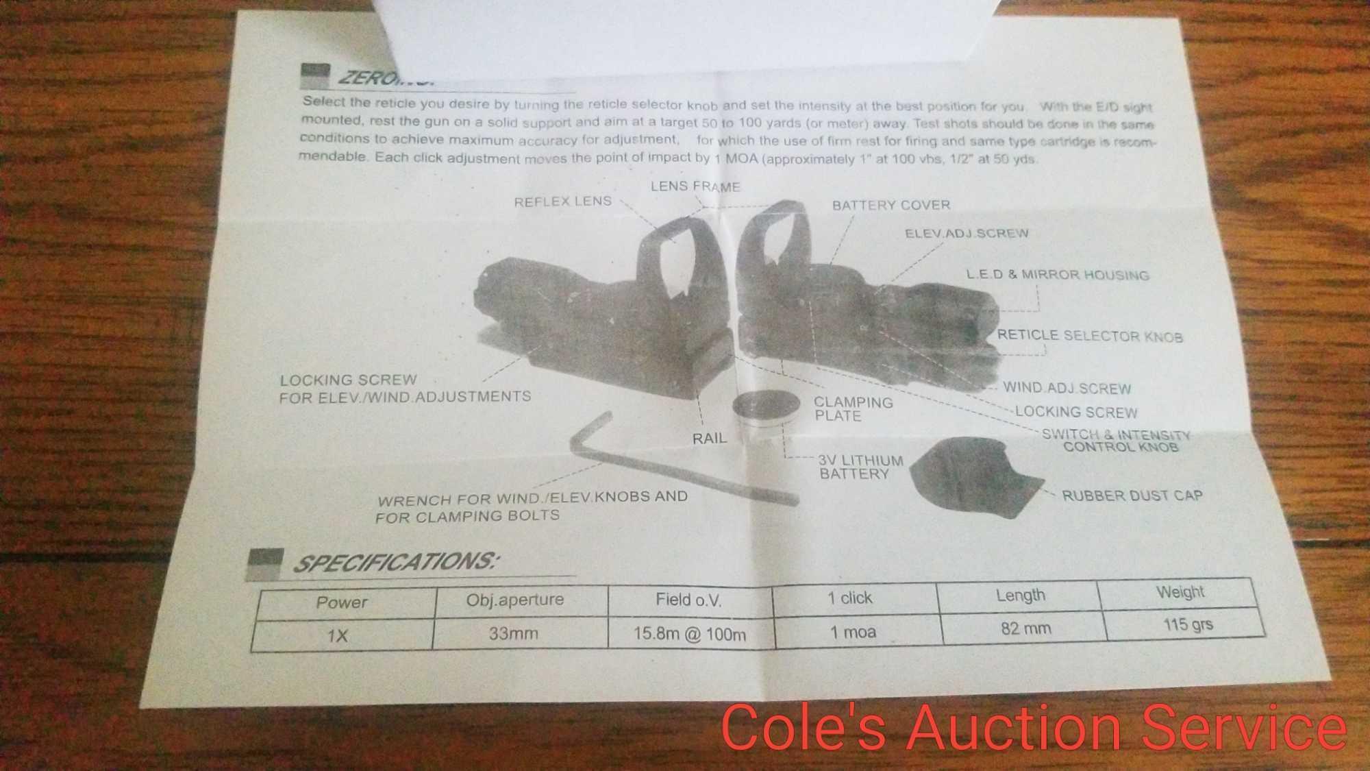 Carbon Express multi reticle red Dot sight. New in box. features for radical designs, 10 brightness