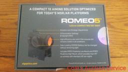 Sig Sauer Romeo5 compact red dot sight. High-efficiency red notch filter, 10 illumination settings,