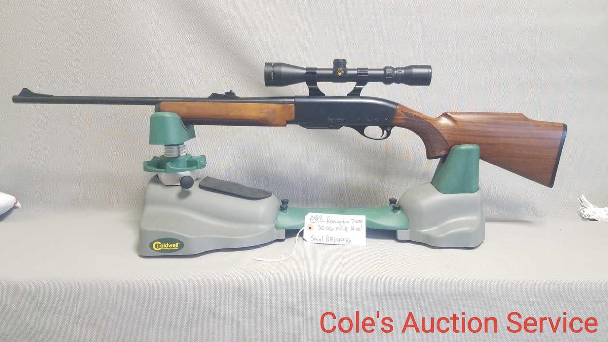 Remington model 7400 30.06 Cal rifle in beautiful condition. Includes Simmons 3 x 9 scope. Serial