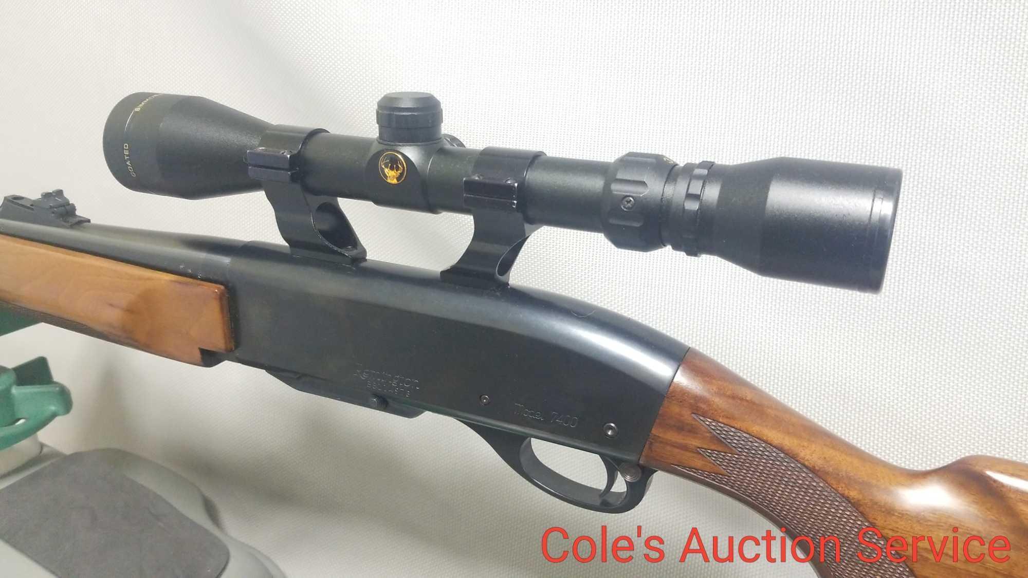 Remington model 7400 30.06 Cal rifle in beautiful condition. Includes Simmons 3 x 9 scope. Serial