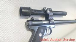 Ruger Mark 2 22 caliber target pistol with scope. Looks to be in great condition. Serial number - -