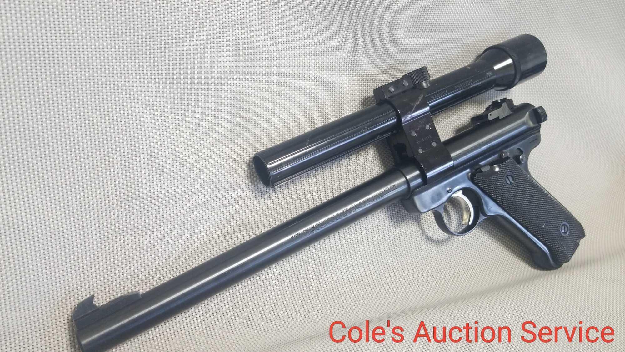 Ruger Mark 2 22 caliber target pistol with scope. Looks to be in great condition. Serial number - -