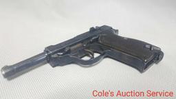 Walther p38 9 mm semi-automatic pistol that looks to be in very good condition considering the age.