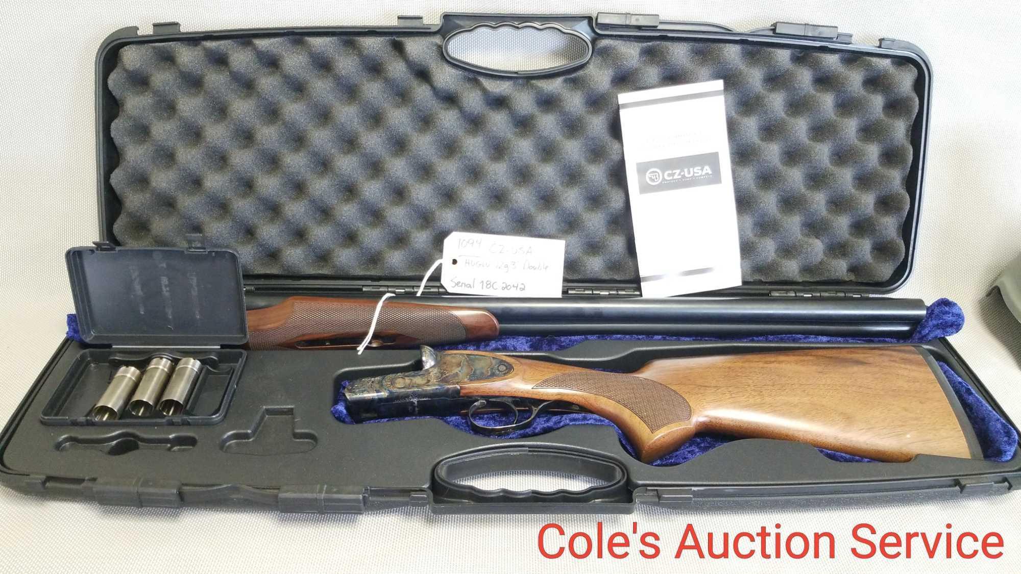 CZ-USA huglu 12 gauge 3 inch double barrel shotgun. In like new condition with case and chokes.