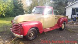 1953 Chevrolet stepside 5 window pickup. Straight 6 engineand 4 speed manual transmission. Ran and