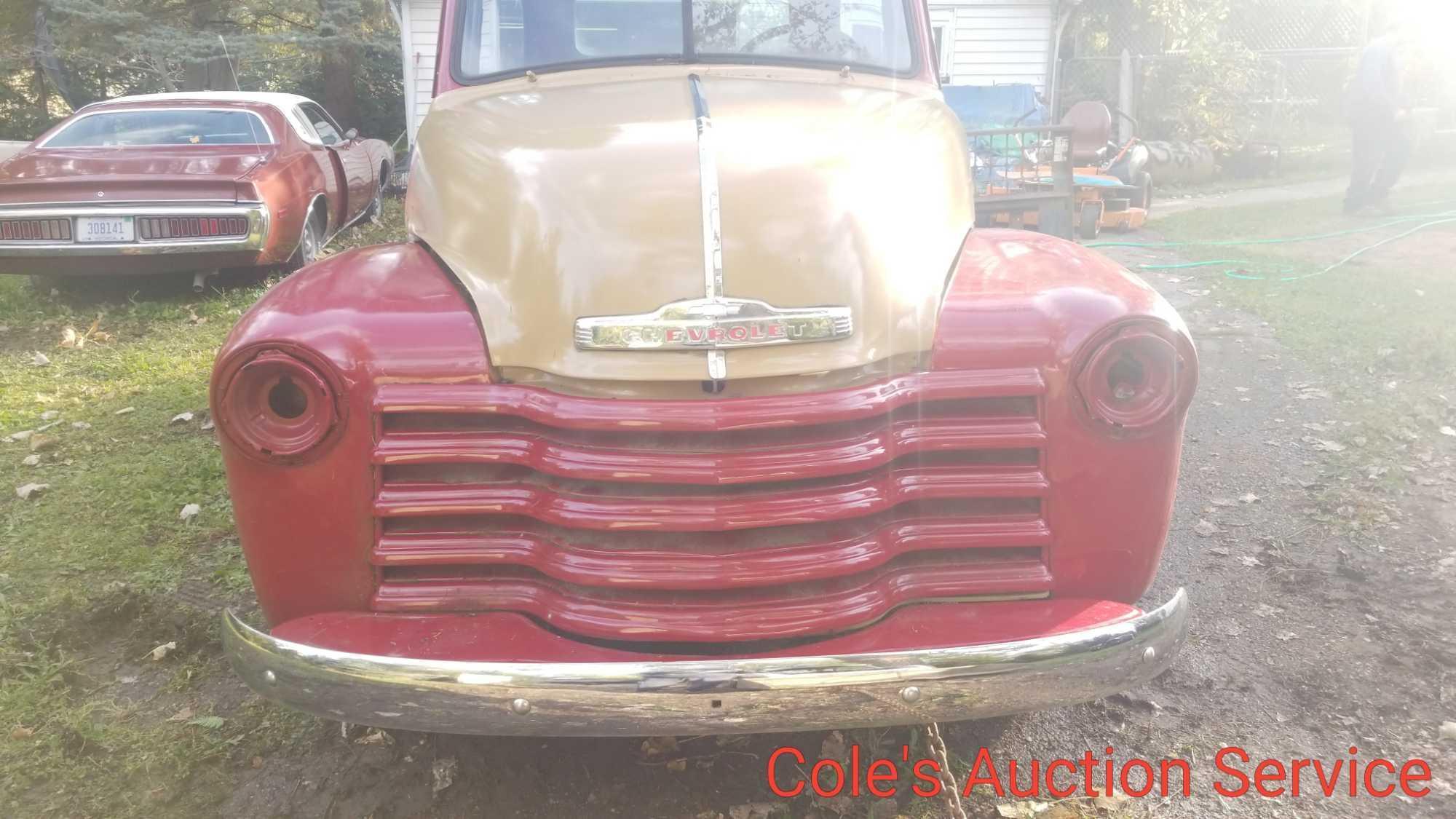 1953 Chevrolet stepside 5 window pickup. Straight 6 engineand 4 speed manual transmission. Ran and