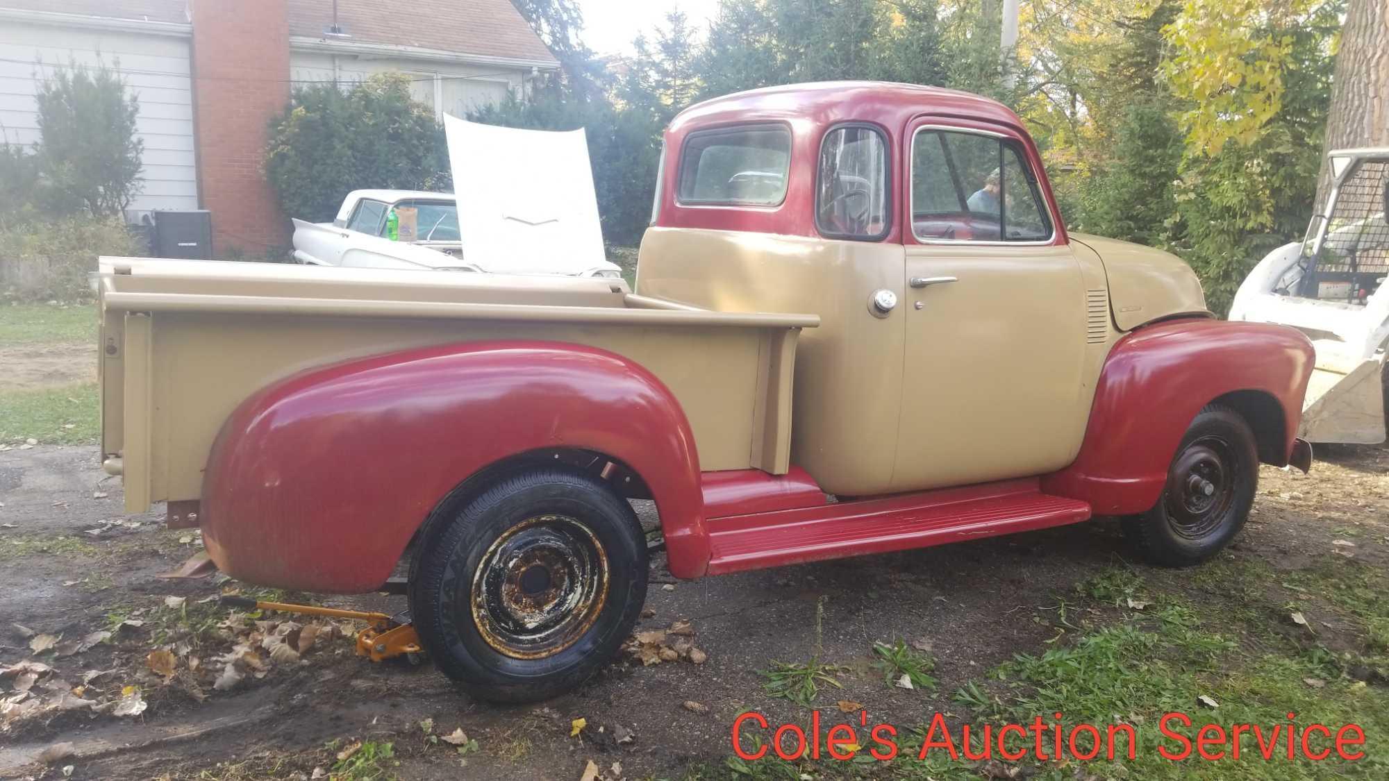 1953 Chevrolet stepside 5 window pickup. Straight 6 engineand 4 speed manual transmission. Ran and