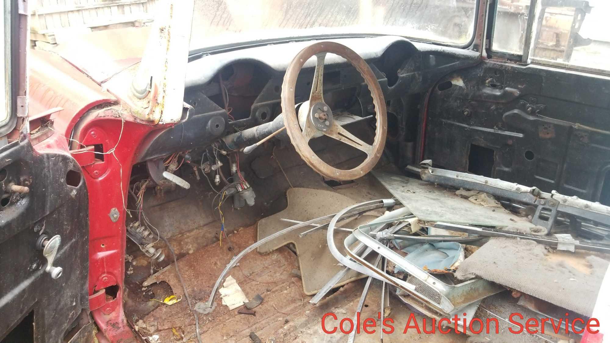 1955 Chevrolet Belair 2 door post rolling chassis. Looks to be a good solid project car.