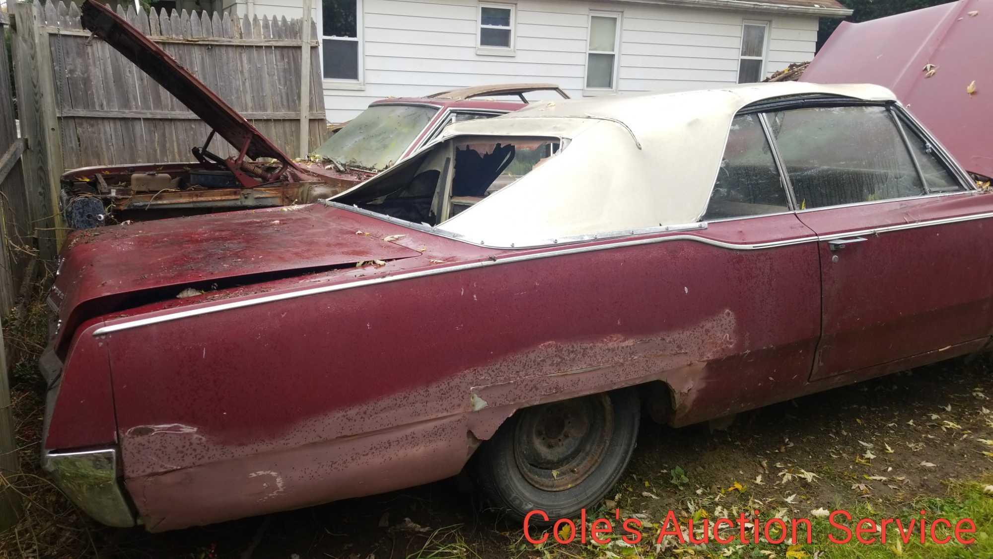 1967 Plymouth Fury convertible for parts or restoration. V8 engine with automatic transmission.